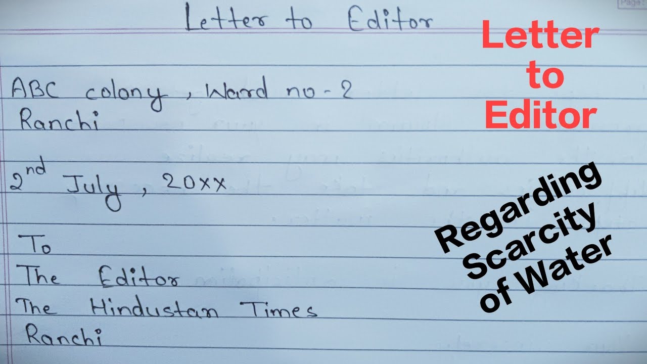 || Letter to Editor Regarding the Scarcity of Water ||@yugwrites - YouTube