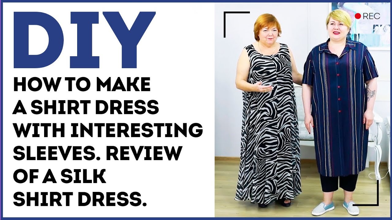DIY How to make a shirt dress with interesting sleeves. Review of a