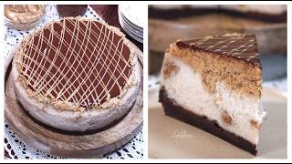 Vegan Butterfingers Cheesecake with homemade vegan cream cheese