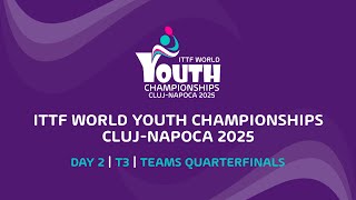 LIVE! | T3 | Day 2 | ITTF World Youth Championships 2025 Cluj-Napoca | Quarterfinals (Teams Event)