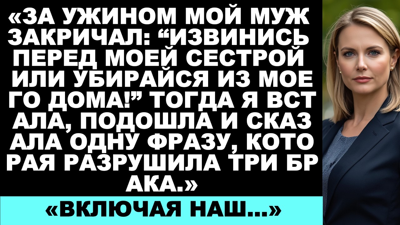 За ужином муж закричал: «Извинись перед моей сестрой или уходи из моего дома!», и тогда я встала и..