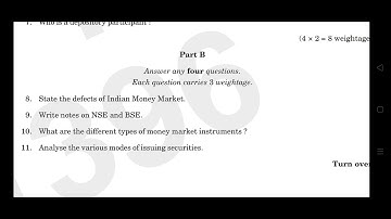 3rd sem Mcom financial markets and institutions previous year question paper calicut university