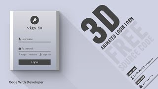 Animated Login Form with Source Code | 3D Login Page using Html CSS
