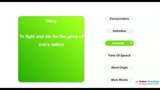 GLORY - Definition, pronunciation, grammar, meaning - Practice grade 5 vocabulary