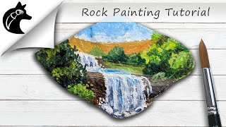 Rock Painting Tutorial Waterfall Landscape