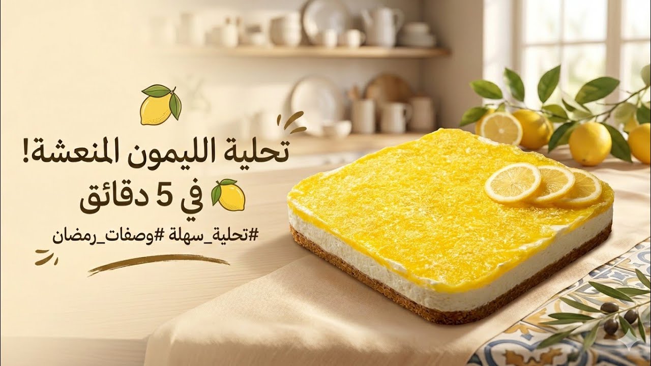 تحلية الليمون المنعشة 🍋 بدون فرن ، سهلة وسريعة جربوها في رمضان 🌙 🤍