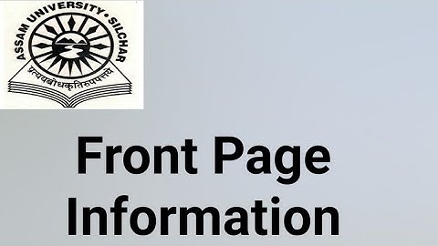 Assam University Silchar-Assignment Cover Page Related Information.