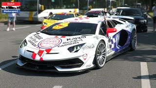 Gumball 3000 CHAOS in Bruges! - DDE Gintani SVJ, Chiron Sport, SF90, SHMEE150, Murcielago SV, ,...