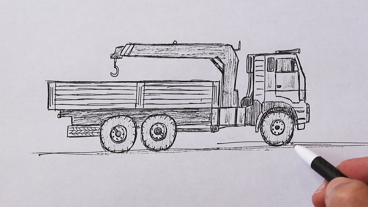 How to draw a Crane Truck easy - YouTube