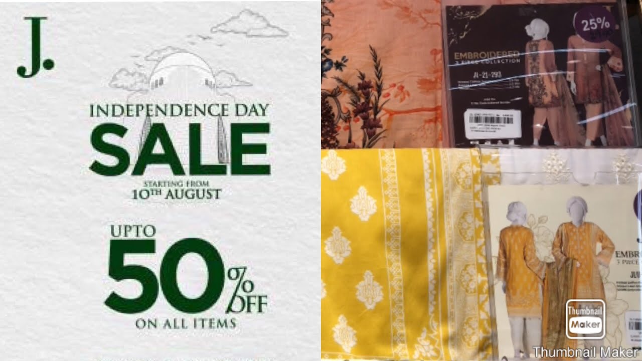 J. Junaid Jamshed Azadi sale up to 50% off Independence Day sale