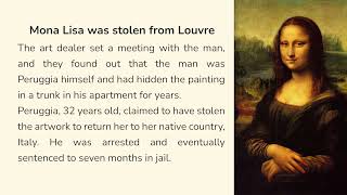 Reading Exercise with answers - Mona Lisa was stolen from Louvre  || Level B