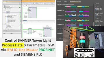 IOLK04a. Control IO-Link Banner Tower Light by Siemens PLC and IFM AL1102 (Process Data)