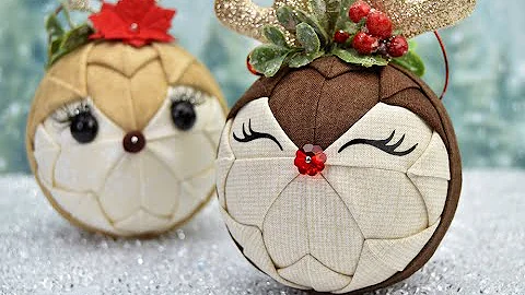 No-Sew Quilted Christmas Reindeer & Doe Ornaments