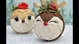 No-Sew Quilted Christmas Reindeer & Doe Ornaments