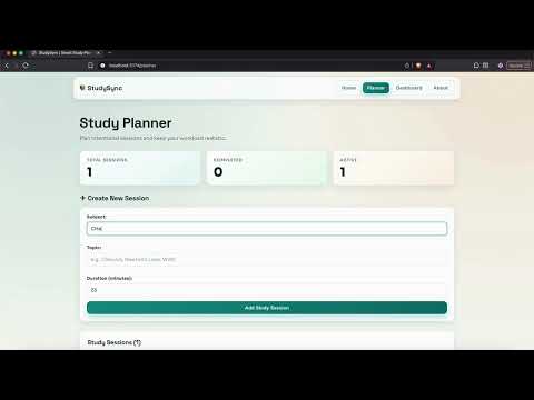 StudySync – A Smart Study Planner with Pomodoro Timer using React JS