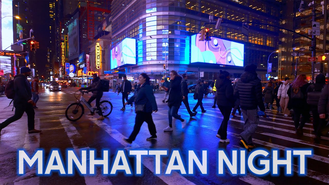 New York, Amerika Serikat | Midtown MANHATTAN NYC | Jelajah Kota Malam 4K