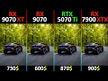RX 9070 XT vs RX 9070 vs RTX 5070 Ti vs RX 7900 XTX TEST IN 10 GAMES - R7-7800X3D -RT DLSS/FSR