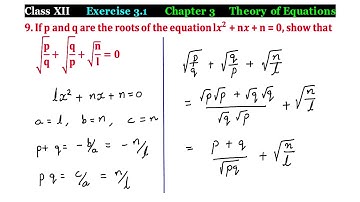 TN CLASS 12 MATHS THEORY OF EQUATION EX 3.1 SUM 9