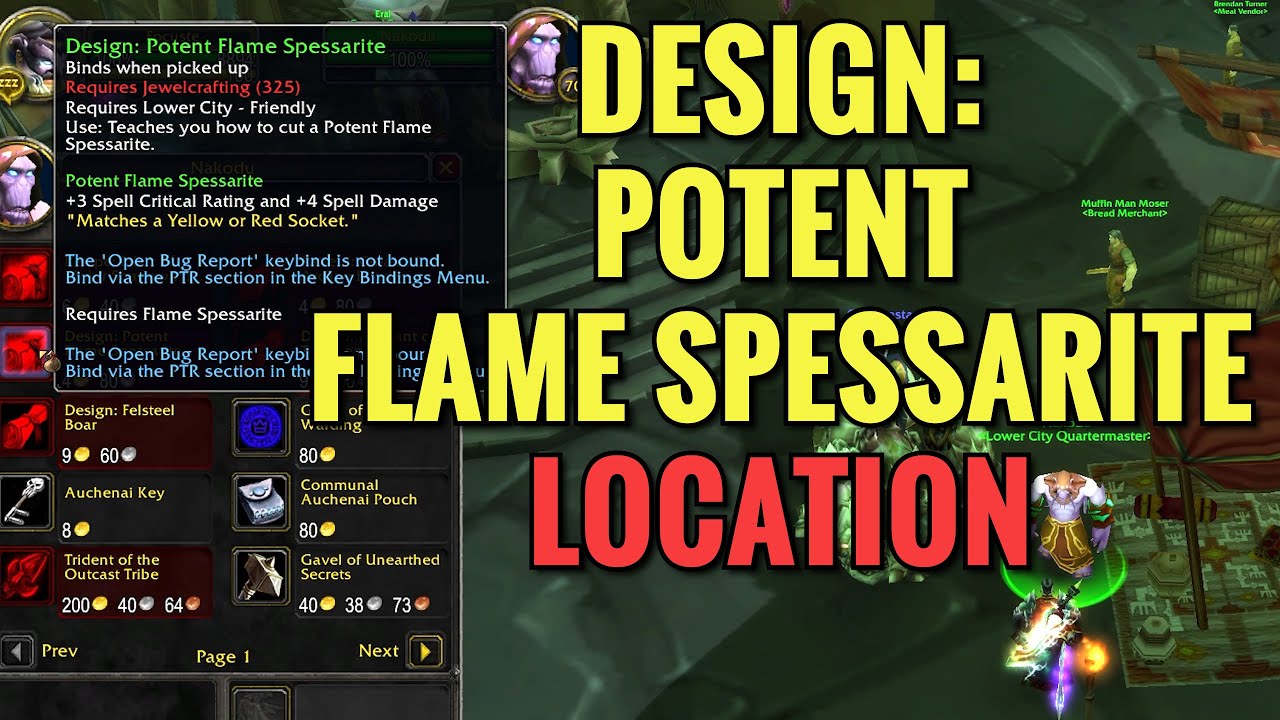 Design: Potent Flame Spessarite Vendor Location (WoW TBC)
