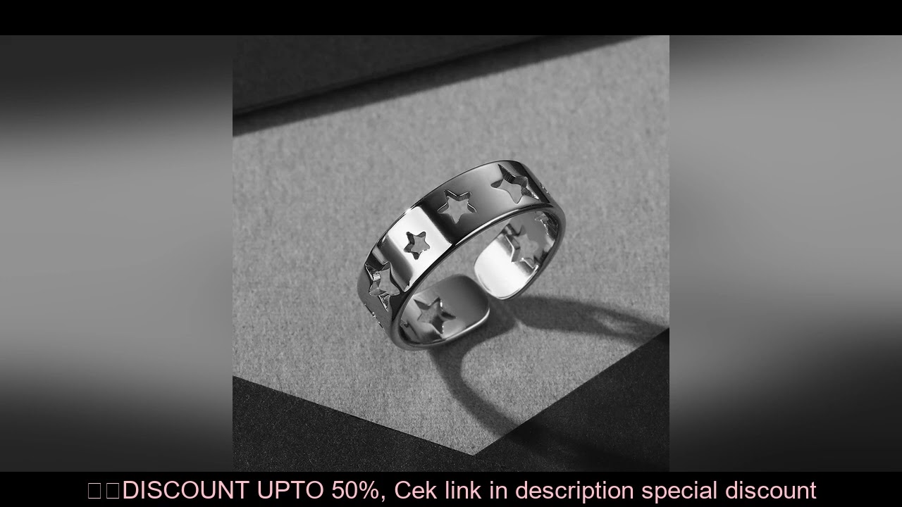 Cxwind Stainless Steel Openwork Ring, Silver Rings Men Women, Silver Band Rings, Adjustable Rings Mo