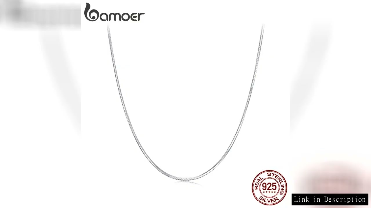 BAMOER Solid Gold Over 925 Sterling Silver Chain Necklace for Women Girls, Stackable Round Snake Cha