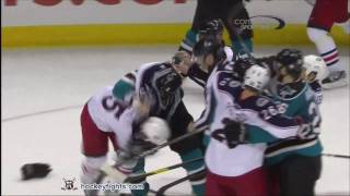 Derek Dorsett vs Colin White & Fedor Tyutin vs Justin Braun Jan 31, 2012 - Comcast feed