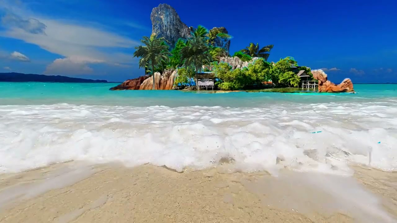 4K Tropical Mood Change  Music relaxing Ocean Healing Waves sounds sleep in 3mins