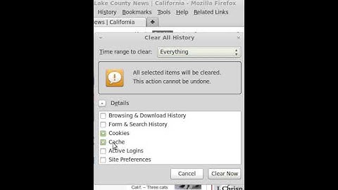 How to clear cache and cookies
