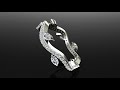 Contemporary leaf style diamond wedding ring 090 ctw 14k gold