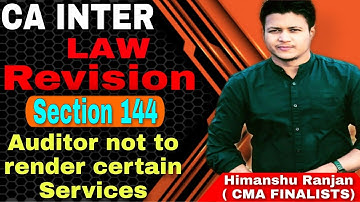 Company Audit | Section 144 | Auditor not to render certain services | CA/CMA/CS Final & Inter