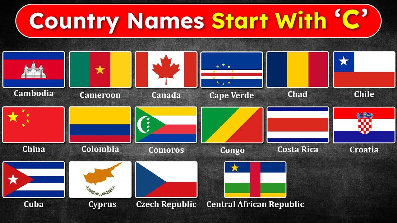 16 Different Countries Flag and Names Start with C | Flags of the world | World flags | learn flags