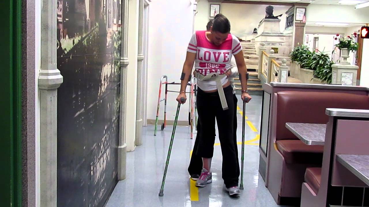 Sci Patient Walking With Loftstrand Crutches, Bi-Lateral -8346