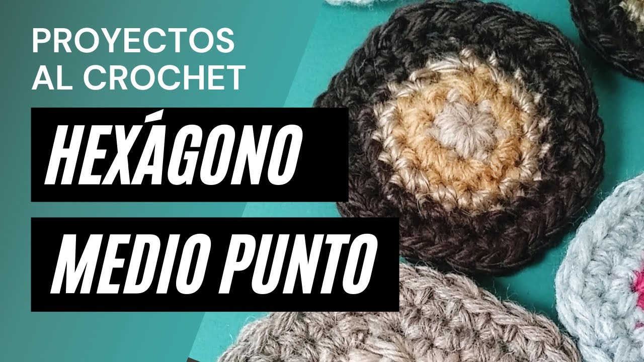 Cómo tejer un hexágono al crochet (medio punto / punto bajo) [con cambio de color]
