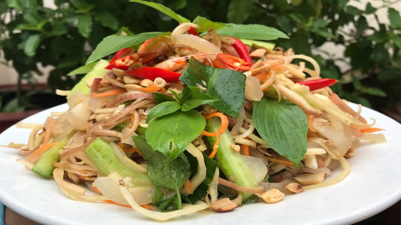 Banana Flower Bud Salad Recipeញាំត្រយូងចេកKimchou Kitchen YouTube