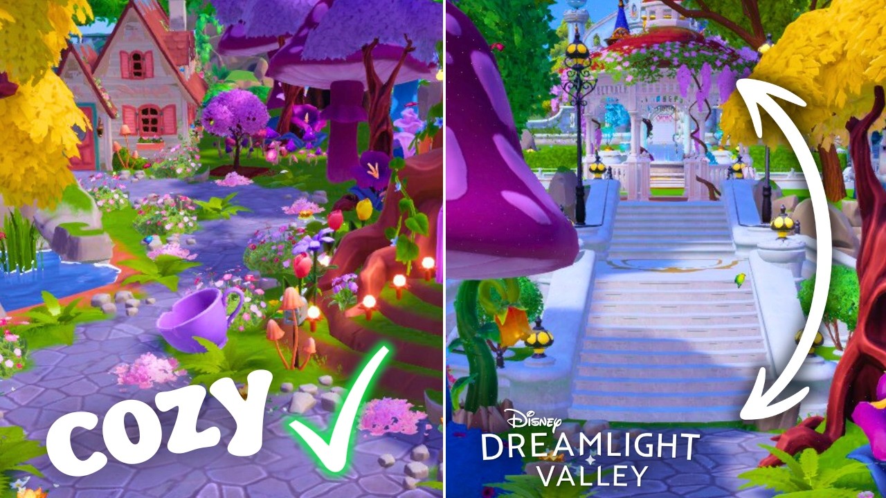 Как создать уютный дизайн и соединить биомы в Disney Dreamlight Valley! 🌷 Тихий луг. Медленное ст...