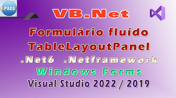 Formulário fluido usandoTableLayoutPanel com VB.Net. Visual Studio 2022 / 2019