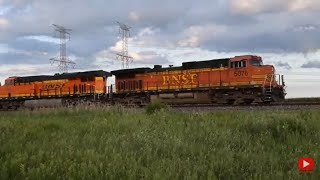 🎯 8-Units and Heavy !!! (4+4) BNSF Screaming out of Mazon, IL.😎