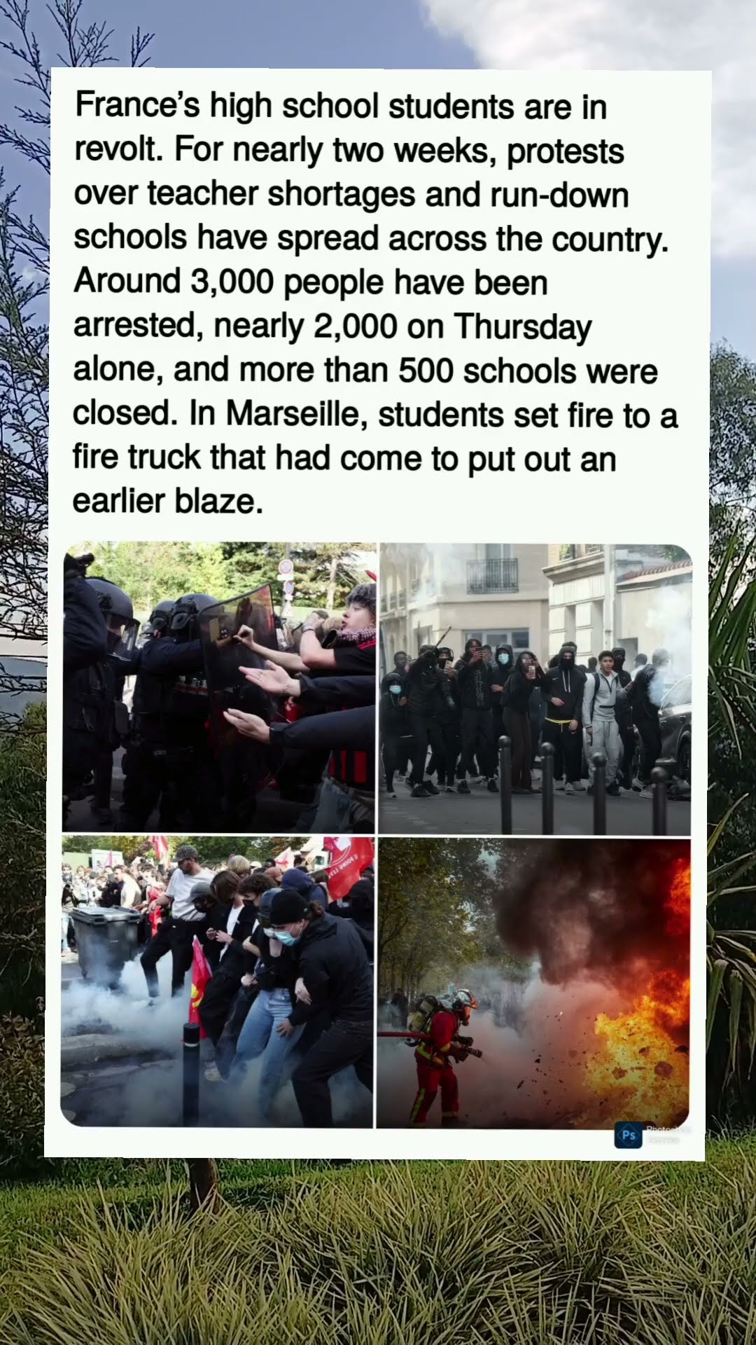 “France’s teens are shutting down schools 😳 #france #paris #revolt #trendingnow
