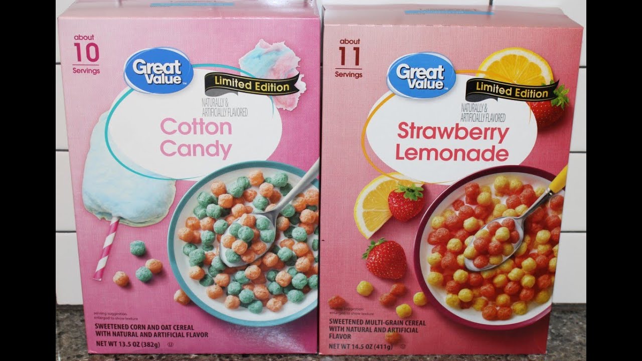 Great Value (Walmart) LIMITED EDITION Cotton Candy Cereal & Strawberry  Lemonade Cereal Review 