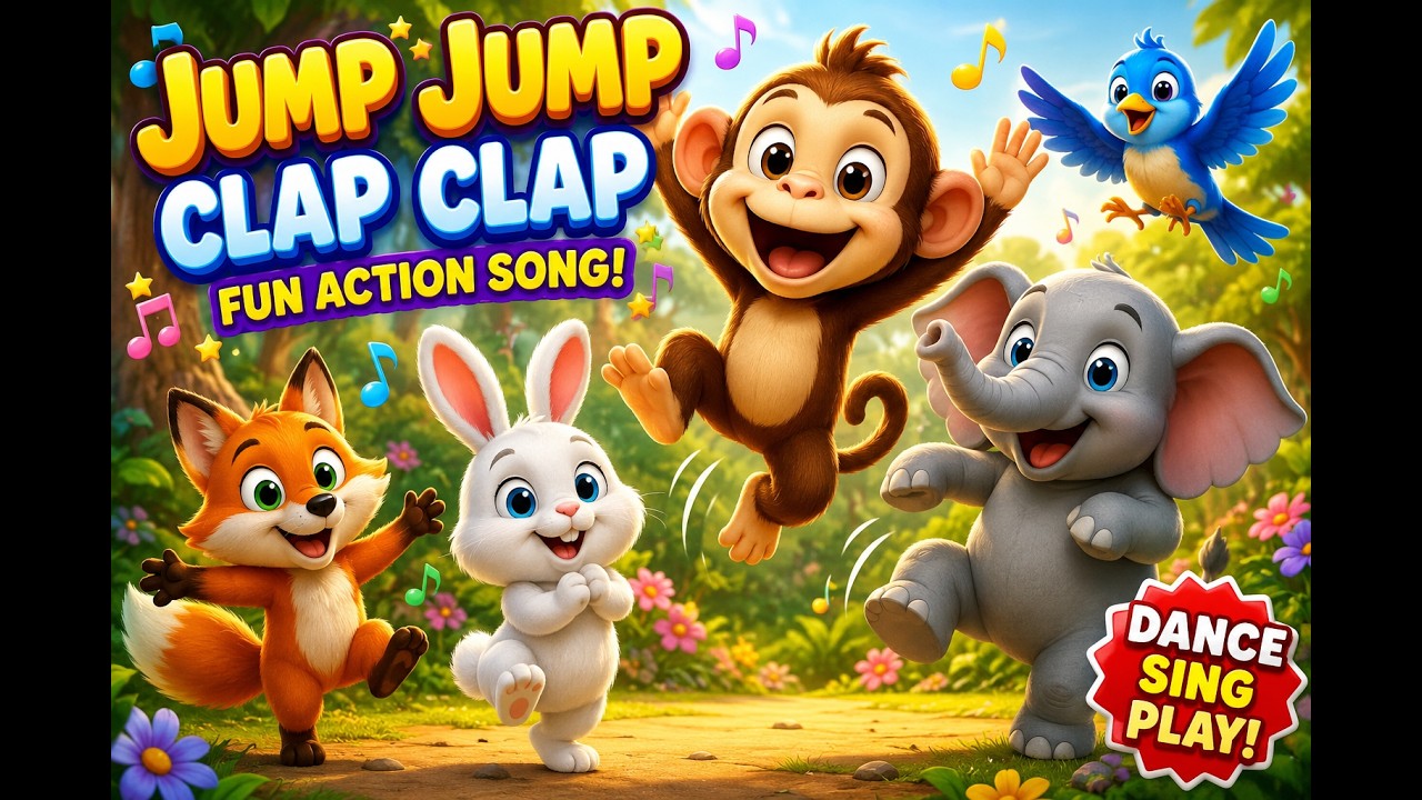 Jump Jump Clap Clap 🐵🎶 | Fun Animal Action Song for Kids | Dance