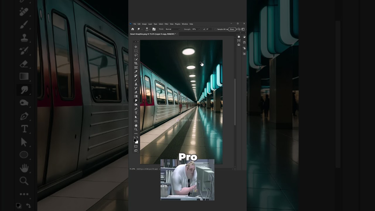 Simple way to make a perspective motion blur using Photoshop