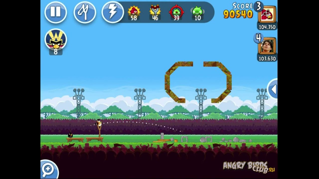 Турнир Angry Birds Friends Tournament Неделя 78 (11 нояб. 2013) Уровень 4 - Прохождение на 3 Звезды
