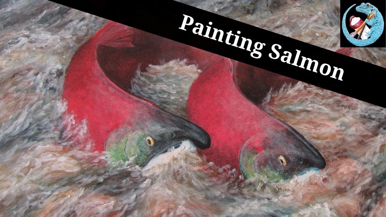Painting Salmon in Acrylic Time Lapse YouTube