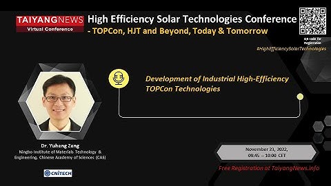 Dr Yuheng Zeng, CNITECH: Development of Industrial High-Efficiency TOPCon Technologies
