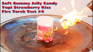 Fire Test #6 Soft Gummy Jelly Candy Yupi Strawberry Kiss - Burning Anything by fire torch Time-lapse screenshot 5