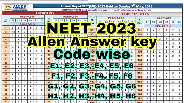 NEET 2023 ALLEN Answer key Code wise #neet #neet2022 #neetanswerkey #allen