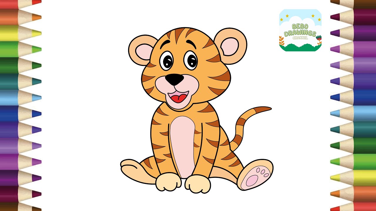 How to Draw a Cute Tiger Simple & Easy Step by Step for Kids | Tiger ...
