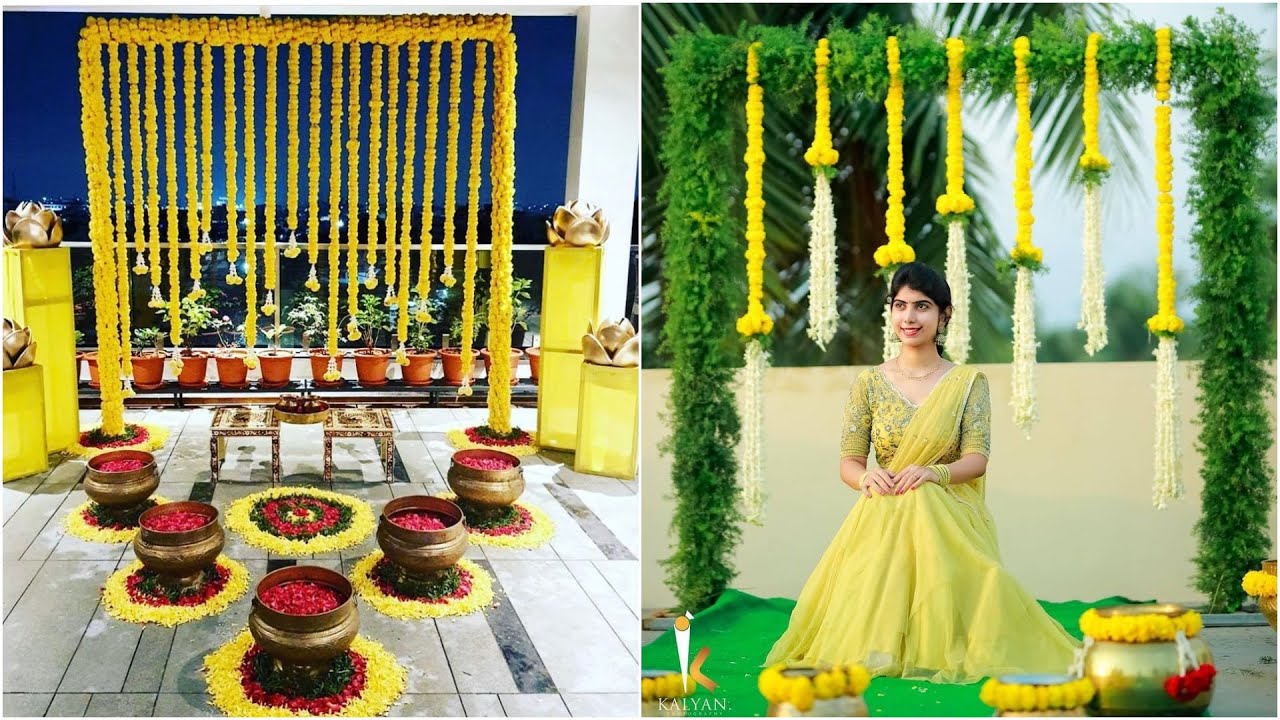 mangala snanam decoration at home 2022, Haldi Function Decoration Ideas  2022