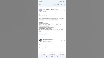 Reply by NIELIT for Certificate issues on my mail.