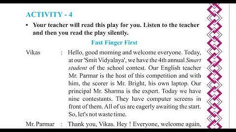 English | Unit -1 | Activity -4 | Fast finger first